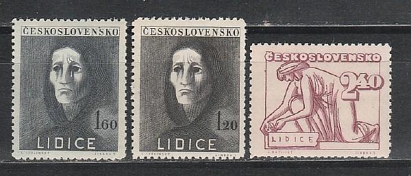 5 лет Разрушения Лидицы, ЧССР 1947, 3 марки